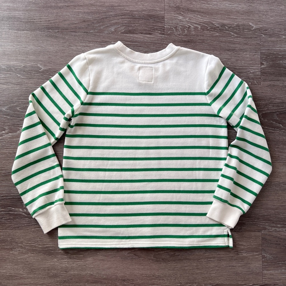 C&C California Green White Striped Long Sleeve Top Size S Casual Basic - Picture 3 of 9